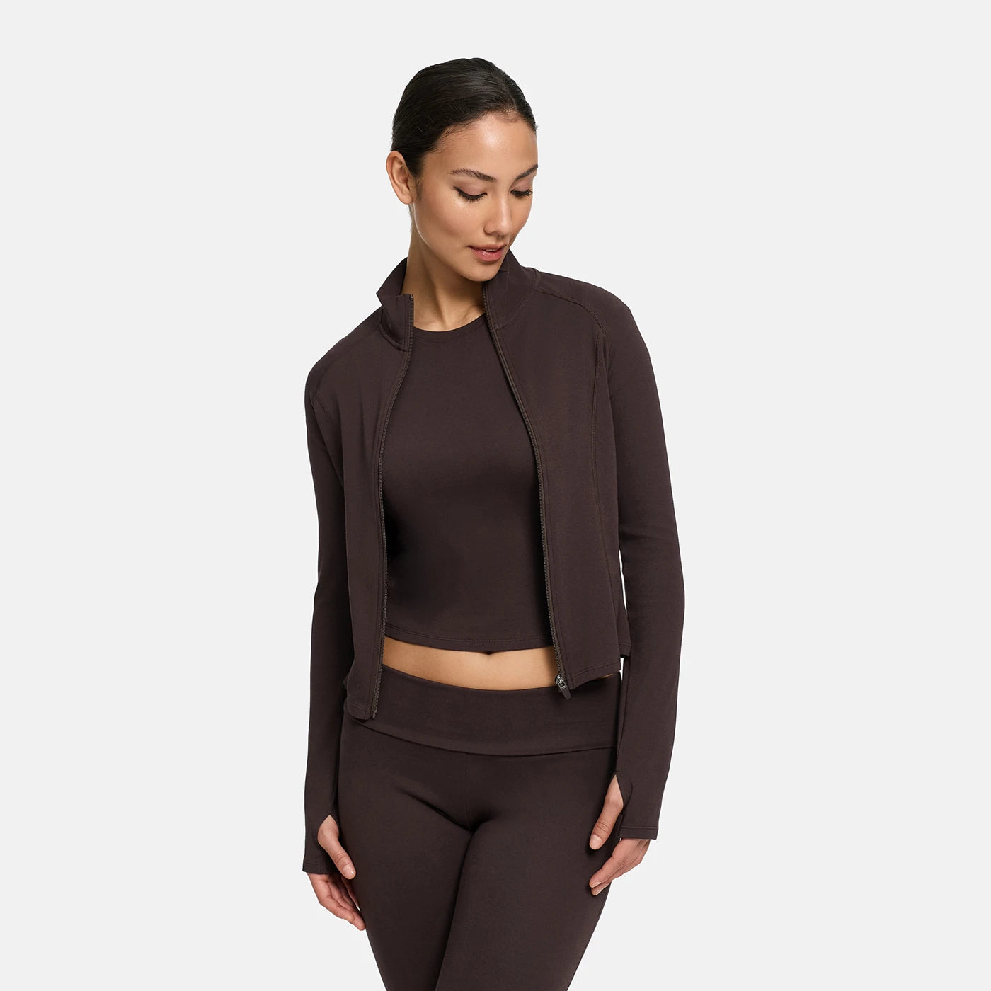 Giacca aderente in cotone con zip