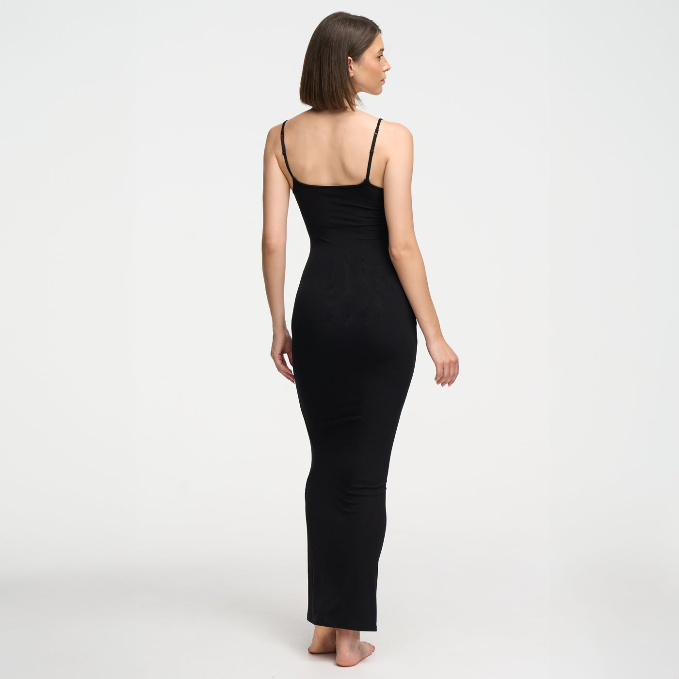Geribde cami maxi jurk