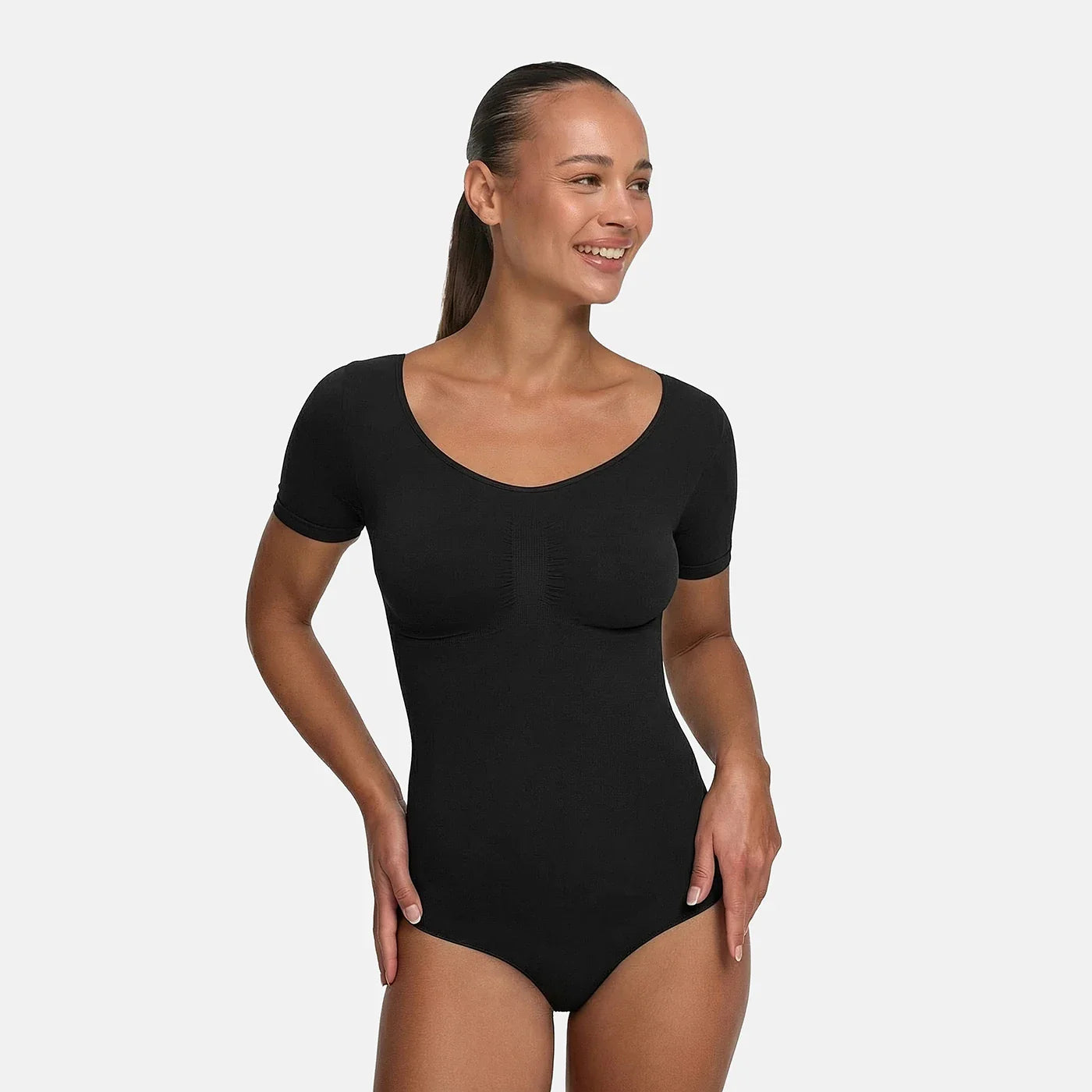 İpli şekillendirici tişört bodysuit